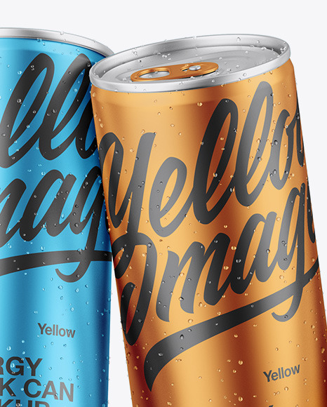 Five Matte Metallic Cans Mockup PSD #6