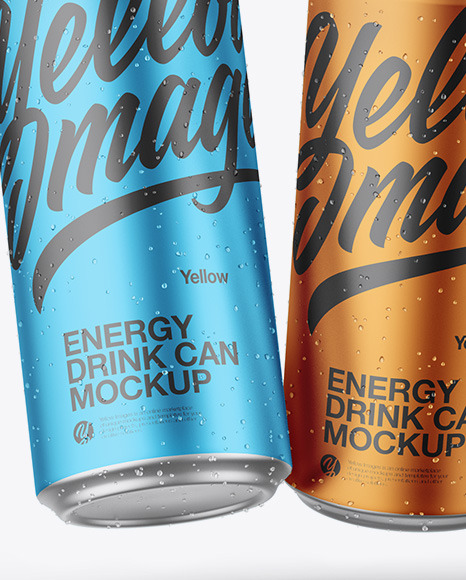 Five Matte Metallic Cans Mockup PSD #7