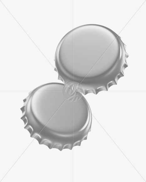 Glossy Metallic Bottle Caps Mockup