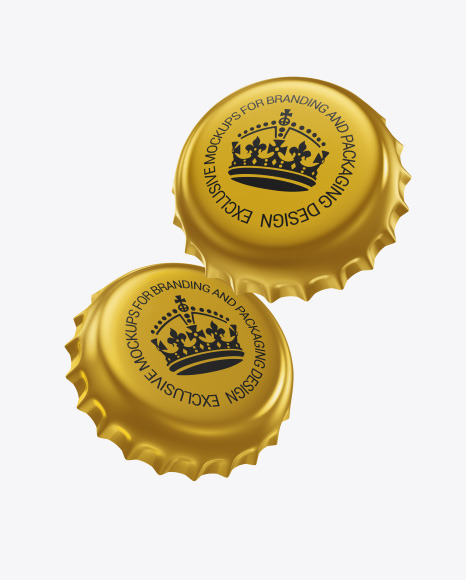 Glossy Metallic Bottle Caps Mockup