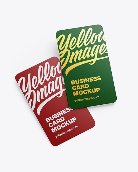 Download Two Business Card Mockup In Stationery Mockups On Yellow Images Object Mockups PSD Mockup Templates