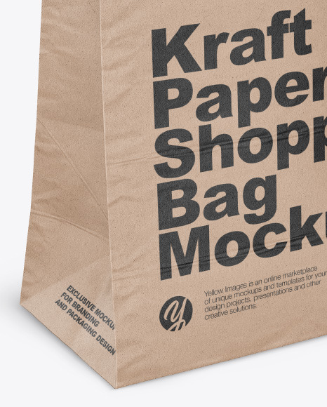 Download Kraft Paper Shopping Bag Mockup Half Side View In Bag Sack Mockups On Yellow Images Object Mockups Yellowimages Mockups