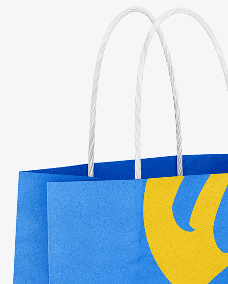 Textured Matte Paper Shopping Bag Mockup - Half Side View