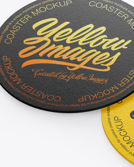 Paper Beverage Coasters Mockup PSD #3