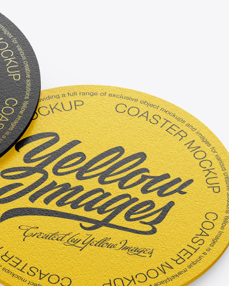 Paper Beverage Coasters Mockup In Stationery Mockups On Yellow Images Object Mockups