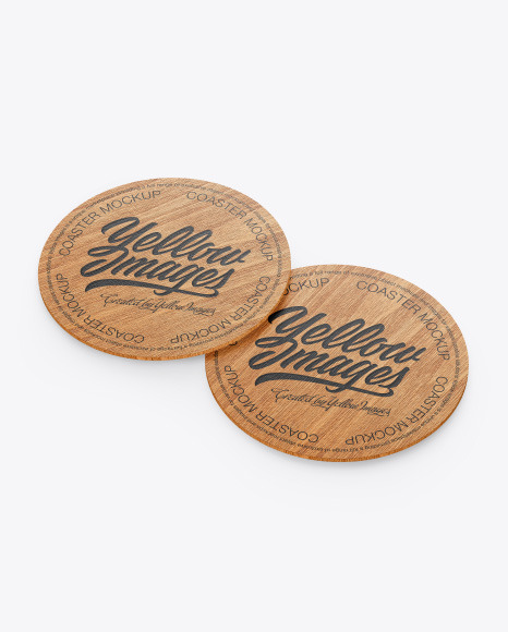 Wooden Beverage Coasters Mockup PSD #2