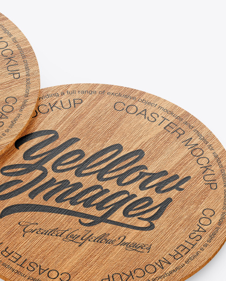 Wooden Beverage Coasters Mockup PSD #4