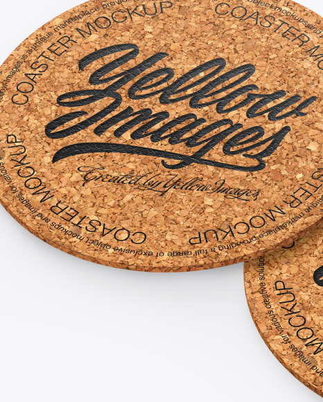 Cork Beverage Coasters Mockup PSD #3