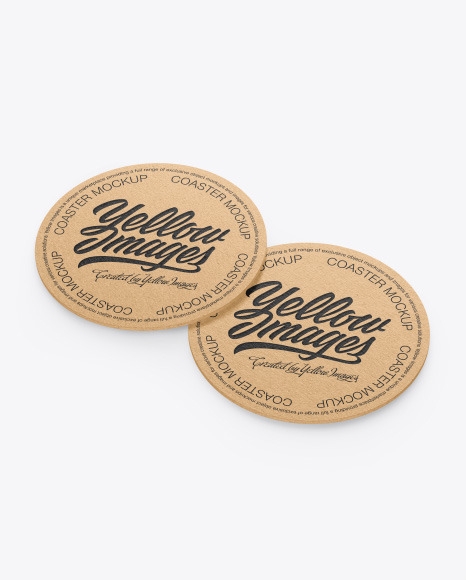 Kraft Beverage Coasters Mockup PSD #2