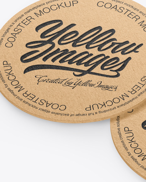 Kraft Beverage Coasters Mockup PSD #3