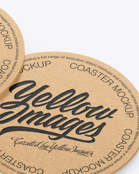 Kraft Beverage Coasters Mockup PSD #4