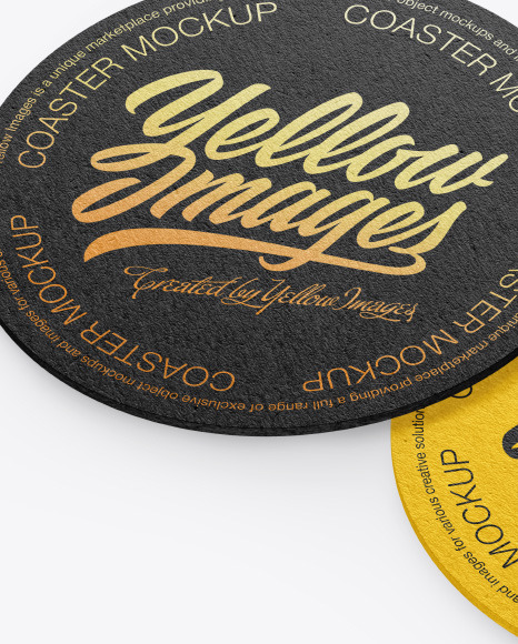 Kraft Beverage Coasters Mockup PSD #6