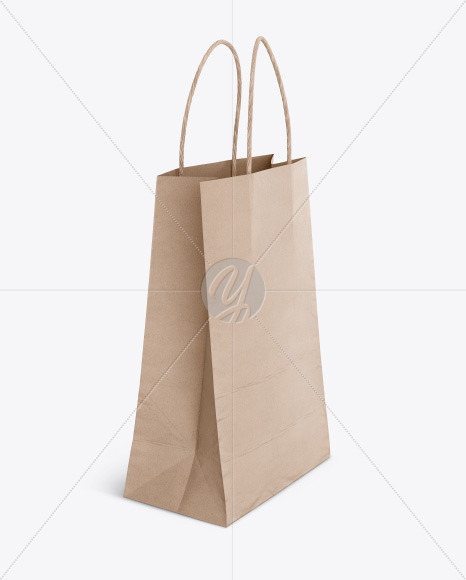 Kraft Paper Shopping Bag Mockup Half Side View In Bag Sack Mockups On Yellow Images Object Mockups