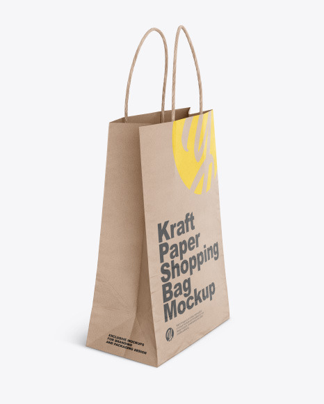 Download Kraft Paper Shopping Bag Mockup Half Side View In Bag Sack Mockups On Yellow Images Object Mockups Yellowimages Mockups