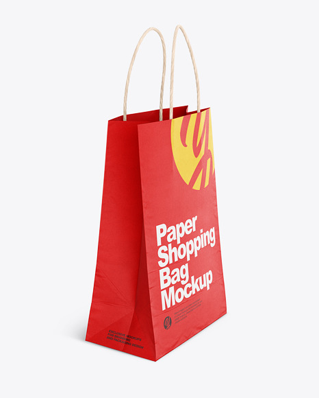 Textured Matte Paper Shopping Bag Mockup - Half Side View