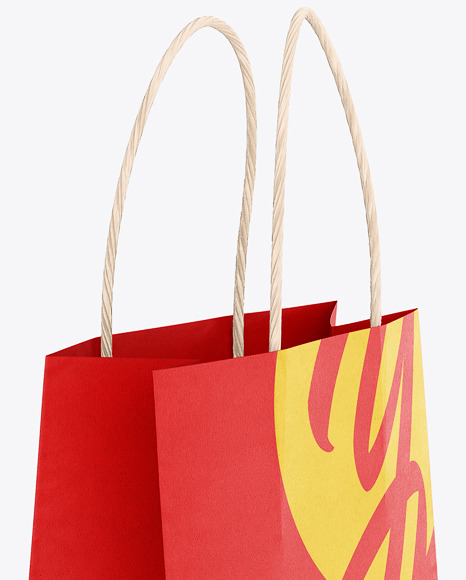 Textured Matte Paper Shopping Bag Mockup Half Side View In Bag Sack Mockups On Yellow Images Object Mockups