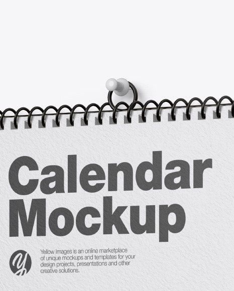 Textured Wall Calendar w  Pin Mockup PSD #6