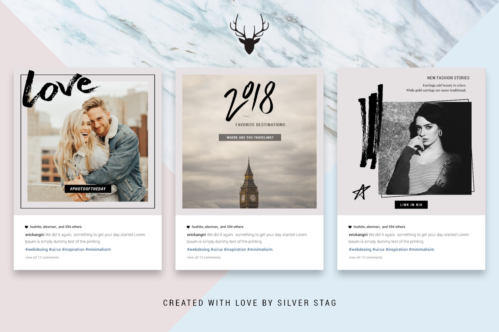 Download Free Animated Hand Drawn Instagram Posts In Social Media Templates On Yellow Images Creative Store PSD Mockup Template