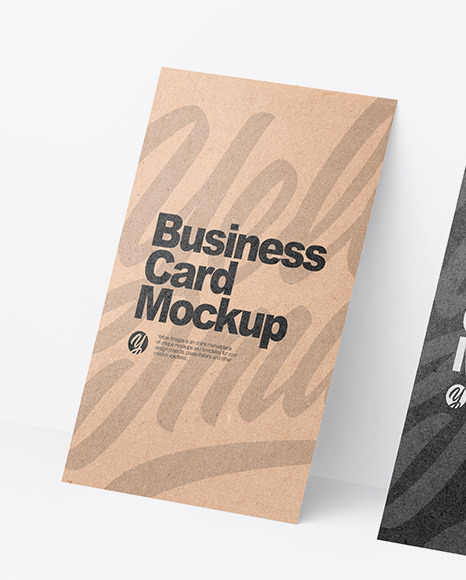 Three Kraft Business Cards Mockup PSD #2