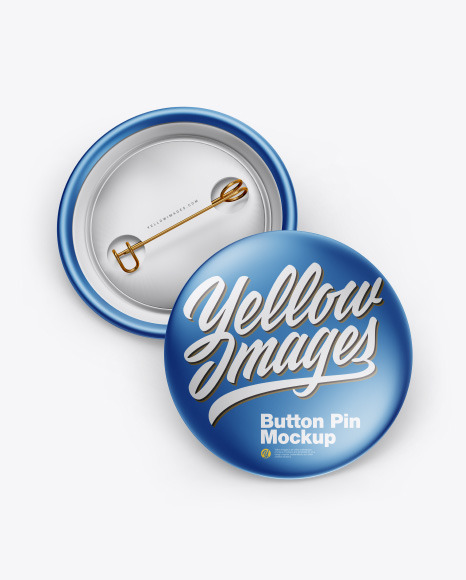 Two Metallic Button Pins Mockup