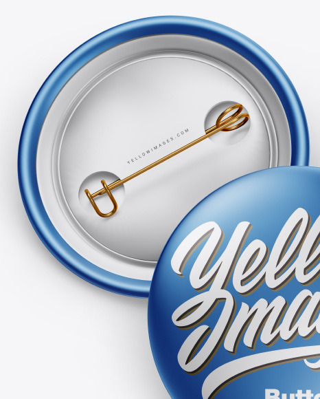 Two Metallic Button Pins Mockup PSD #2