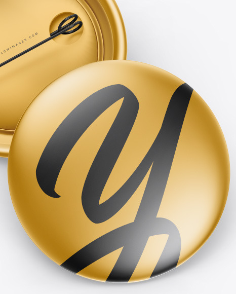 Two Metallic Button Pins Mockup PSD #5