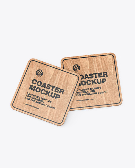 Download Wood Coasters Mockup In Stationery Mockups On Yellow Images Object Mockups PSD Mockup Templates