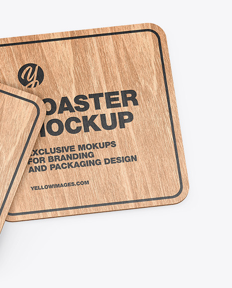 Wood Coasters Mockup PSD #5