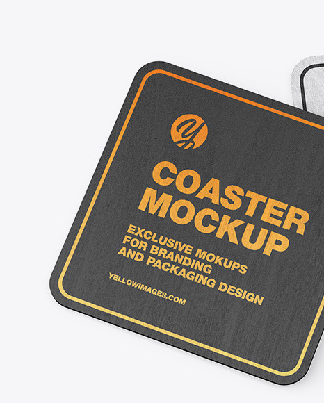 Wood Coasters Mockup In Stationery Mockups On Yellow Images Object Mockups