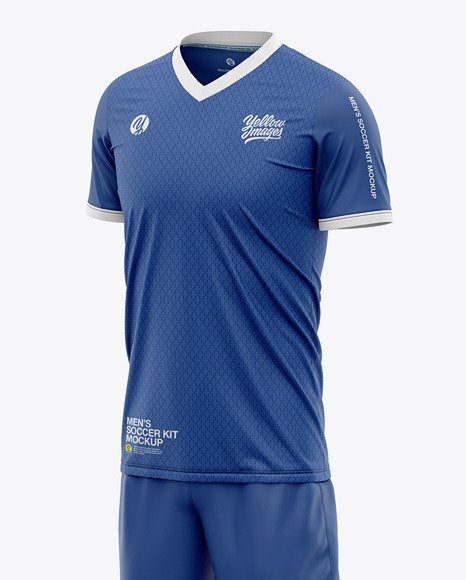 Men's Full Soccer Kit with V-Neck Jersey Mockup - Front ...