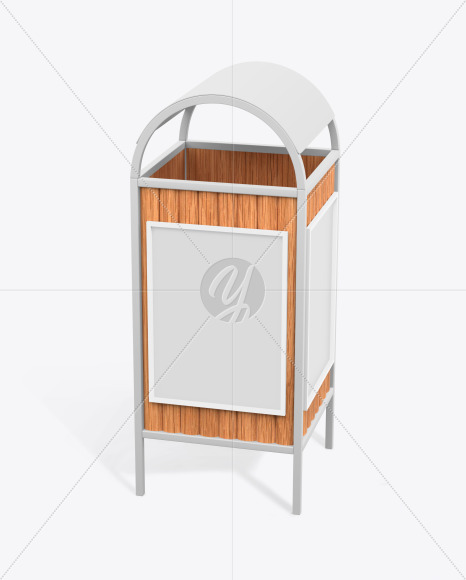 Advertising Rubbish Bin with Poster Mockup   Top Half Side View PSD #1