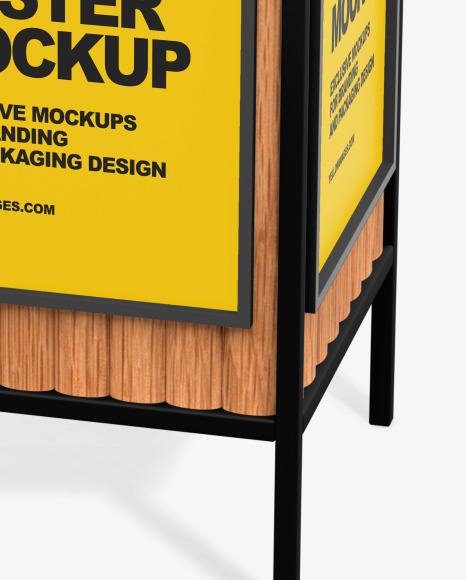 Advertising Rubbish Bin with Poster Mockup   Top Half Side View PSD #5