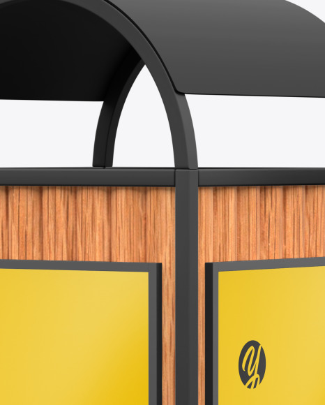 Advertising Rubbish Bin with Poster Mockup   Half Side View PSD #7