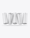 Five Metallic Cans W/ Matte Finish Mockup