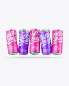 Five Metallic Cans W/ Matte Finish Mockup