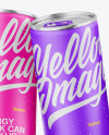 Five Metallic Cans W/ Matte Finish Mockup