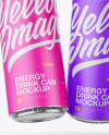 Five Metallic Cans W/ Matte Finish Mockup