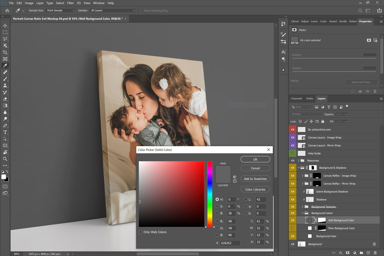 Portrait Canvas Ratio 3x4 Mockup 04 on Yellow Images Creative Store