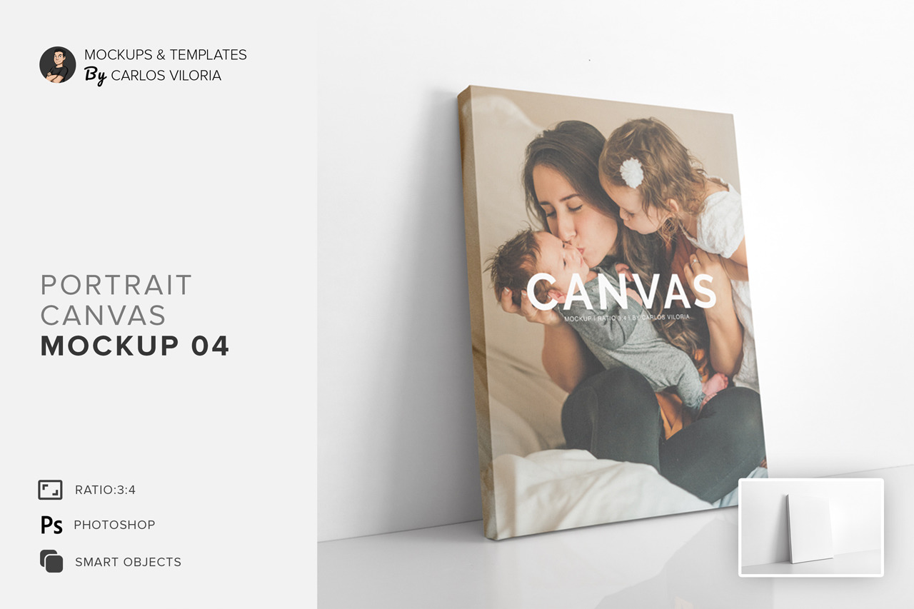 Download Portrait Canvas Ratio 3x4 Mockup 04 In Indoor Advertising Mockups On Yellow Images Creative Store