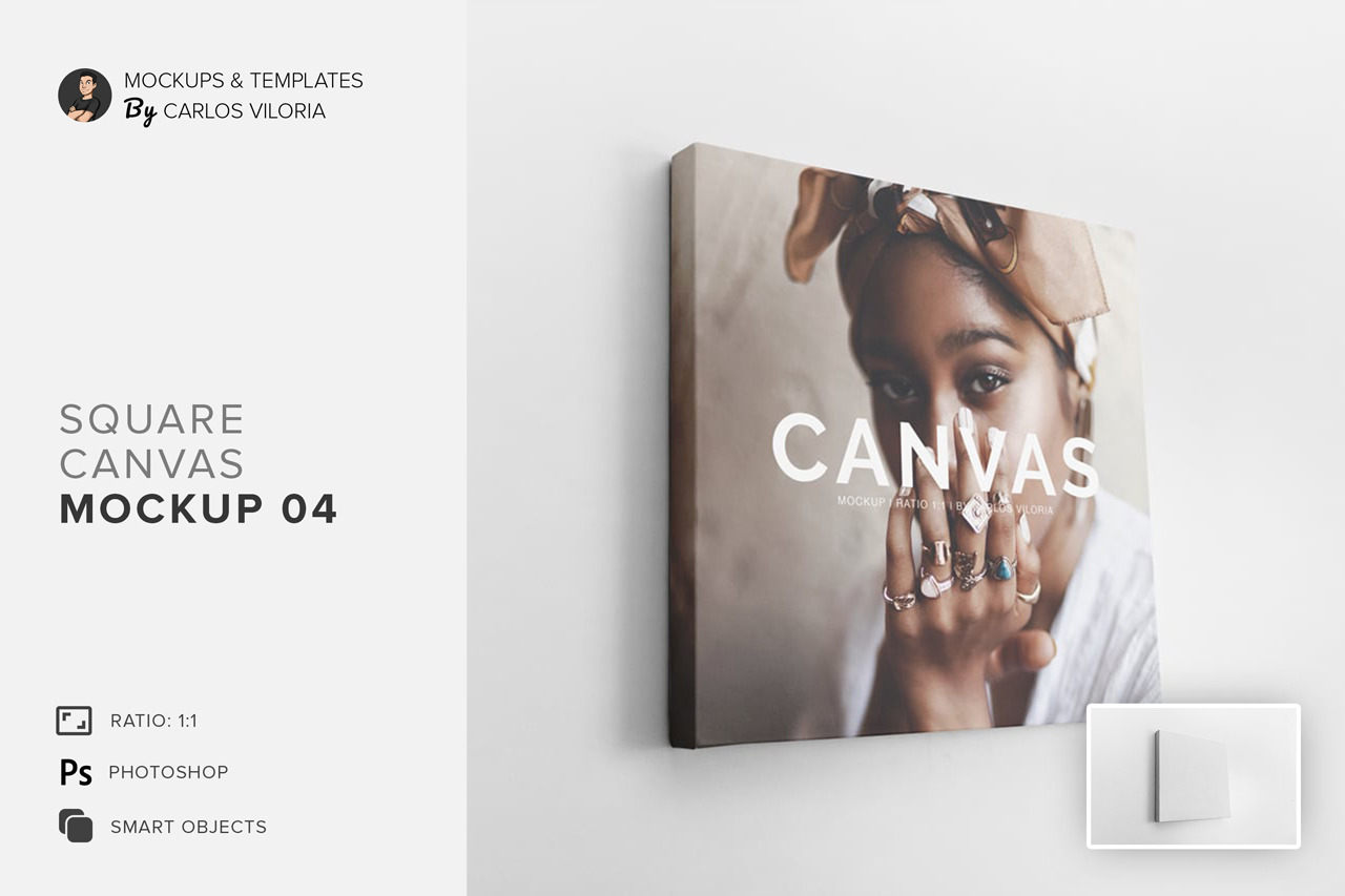 Square Canvas Ratio 1x1 Mockup 04 In Indoor Advertising Mockups On Yellow Images Creative Store