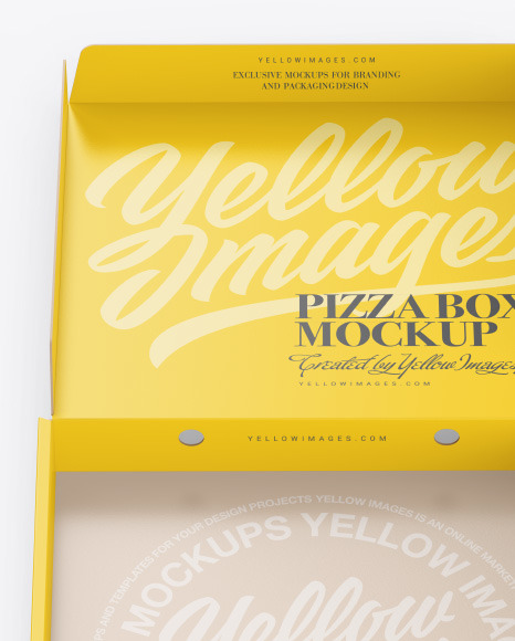 Opened Matte Pizza Box Mockup In Box Mockups On Yellow Images Object Mockups