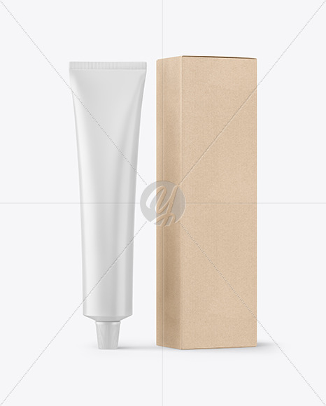 Download Matte Cosmetic Tube With Kraft Box Mockup In Tube Mockups On Yellow Images Object Mockups PSD Mockup Templates