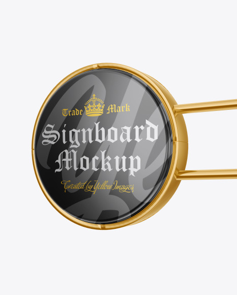 Glossy Metallic Round Signboard Mockup