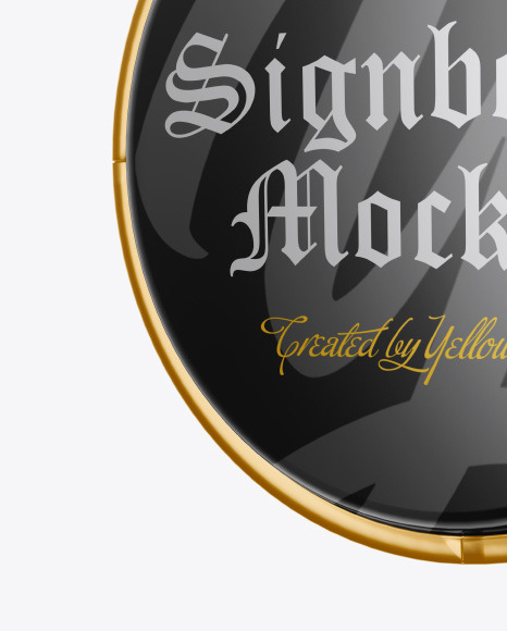 Glossy Metallic Round Signboard Mockup PSD #2
