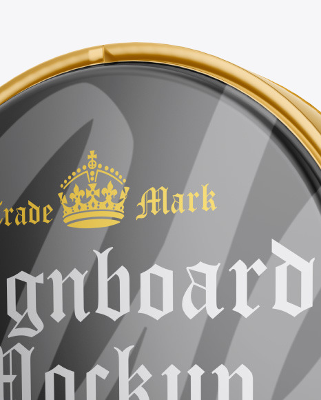 Glossy Metallic Round Signboard Mockup PSD #6