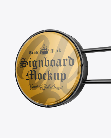 Glossy Metallic Round Signboard Mockup PSD #7