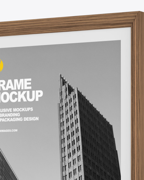 Download Wooden Frame Mockup Right Side View In Indoor Advertising Mockups On Yellow Images Object Mockups PSD Mockup Templates