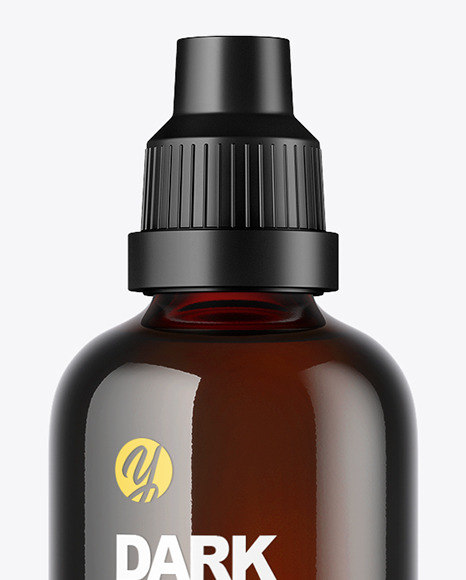 Dark Amber Glass Bottle Mockup PSD #2