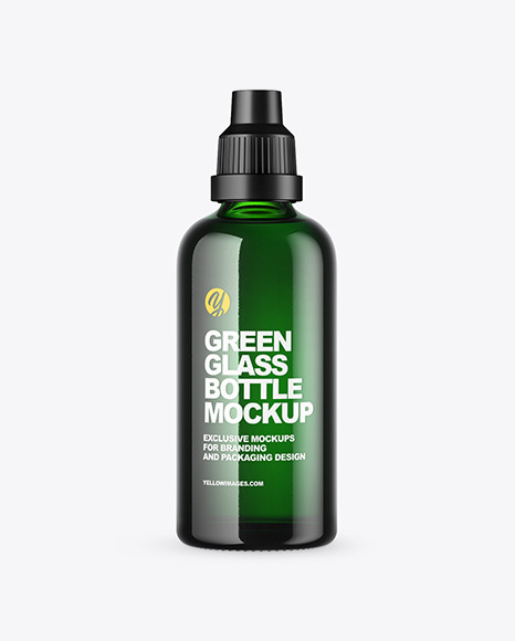 Green Glass Bottle Mockup PSD #2