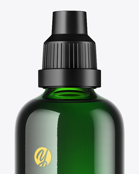 Green Glass Bottle Mockup PSD #3